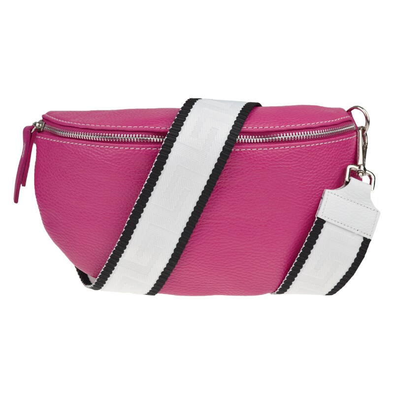 Ružová kožená talianska crossbody kabelka Reni Grande Fuxia s 50770115
