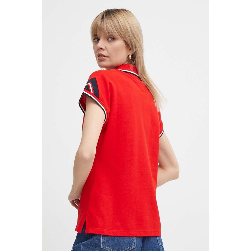 Polo tričko Tommy Hilfiger dámsky,červená farba,WW0WW41285