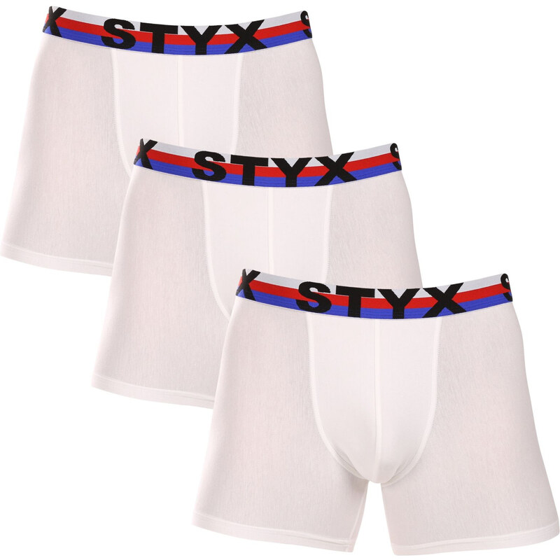 3PACK pánske boxerky Styx long športová guma biele trikolóra (3U2061) 50775035