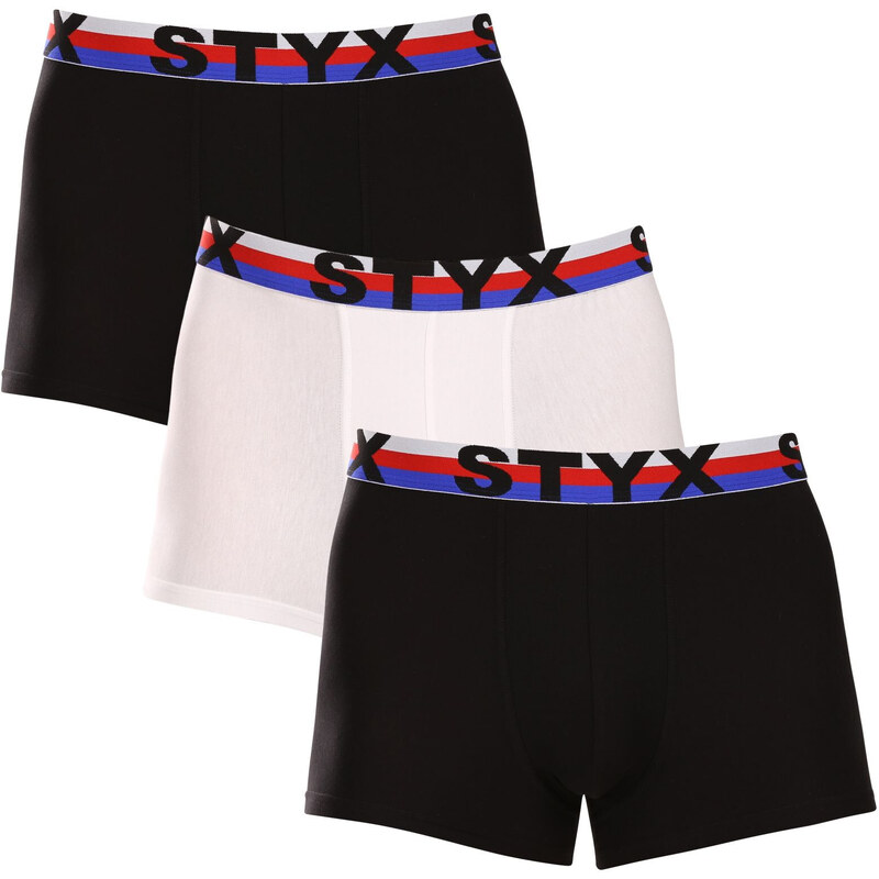3PACK pánske boxerky Styx športová guma viacfarebné trikolóra (3G19001 50775037