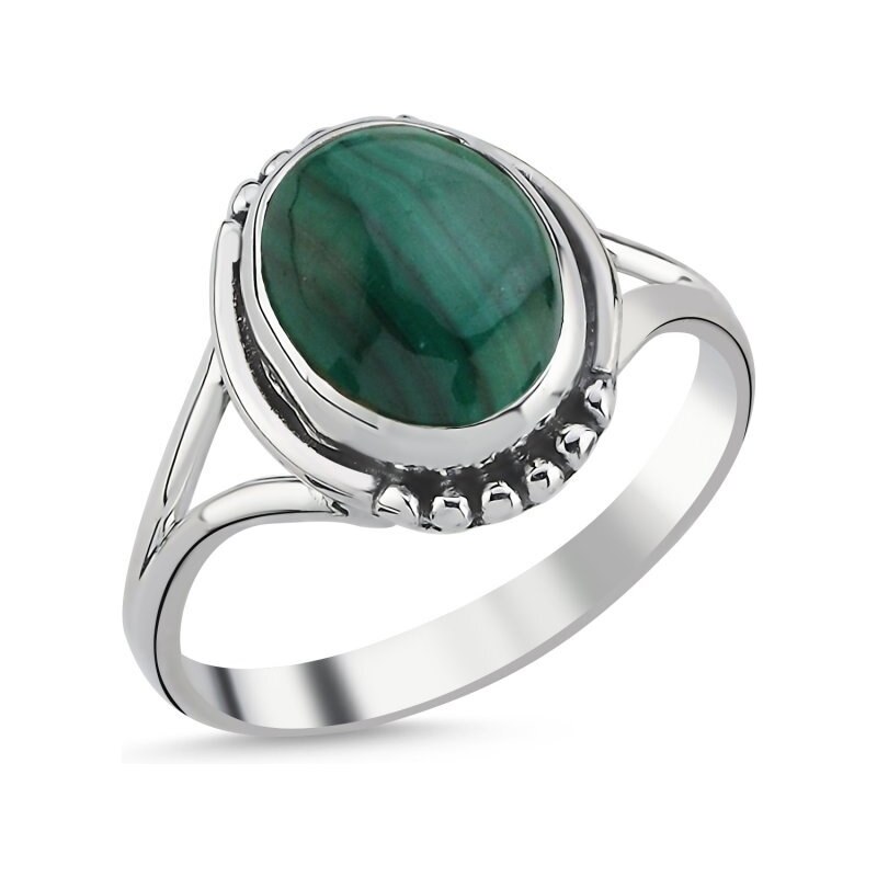 Olivie Strieborný prsteň MALACHIT 8475 50867749