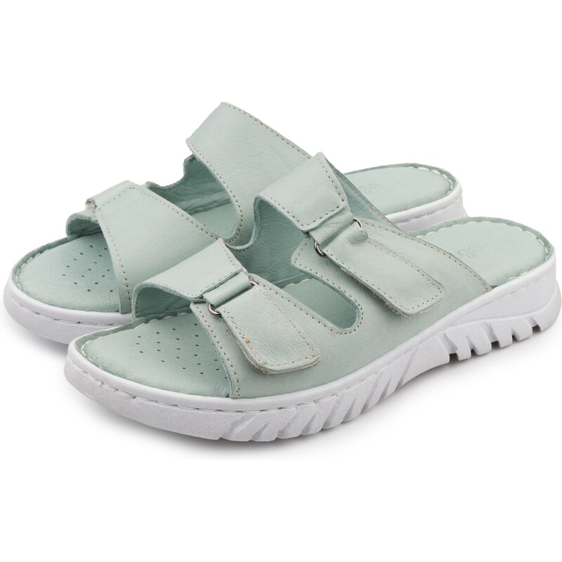 Vlnka Dámske kožené šľapky Pavlína tyrkysová veľkosti obuvi - dospelí 50772249