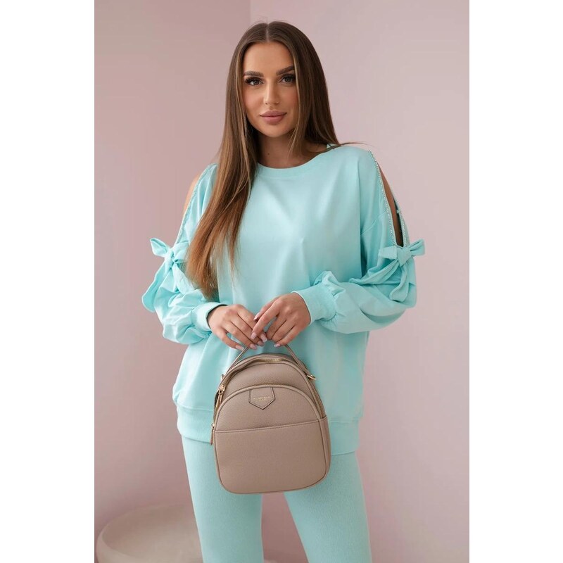 MladaModa Bavlnená súprava s legínami a mašľami na blúzke model 9801 50772408