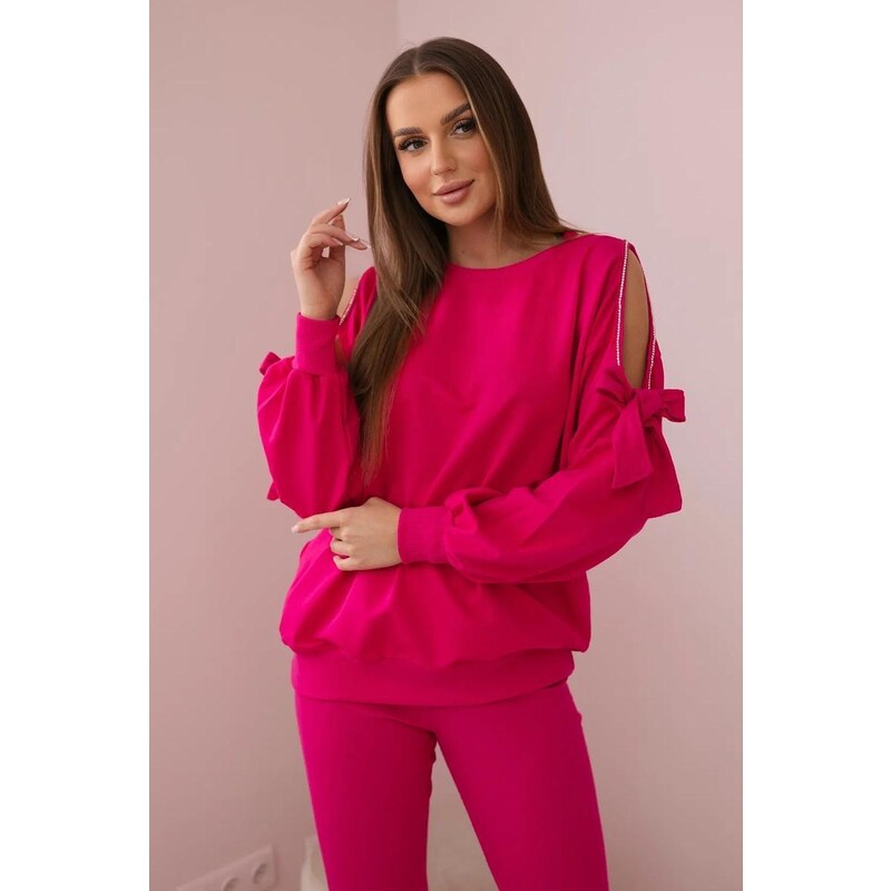 MladaModa Bavlnená súprava s legínami a mašľami na blúzke model 9801 50772410