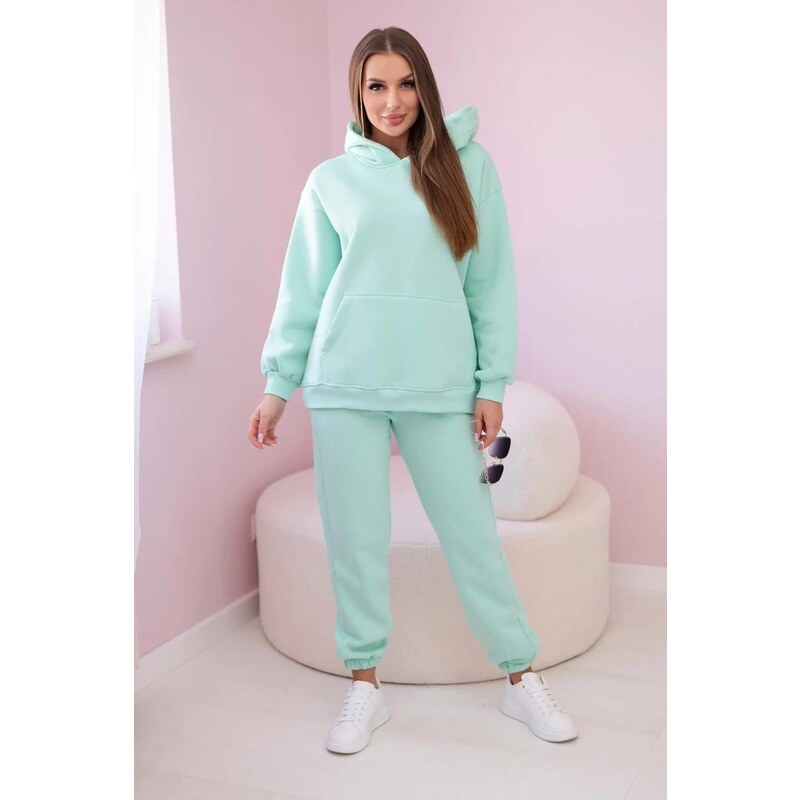 MladaModa Bavlnená súprava s potlačou vzadu model 9795 mentolová 50772414