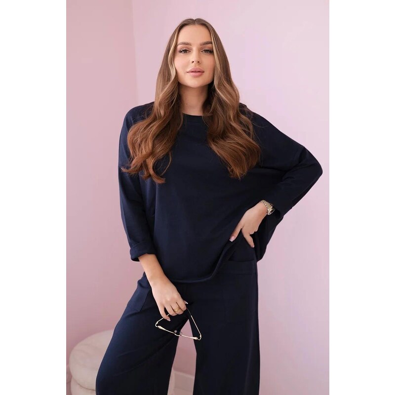 MladaModa 2-dielna bavlnená súprava mikiny a trojštvrťových teplákov 50772459