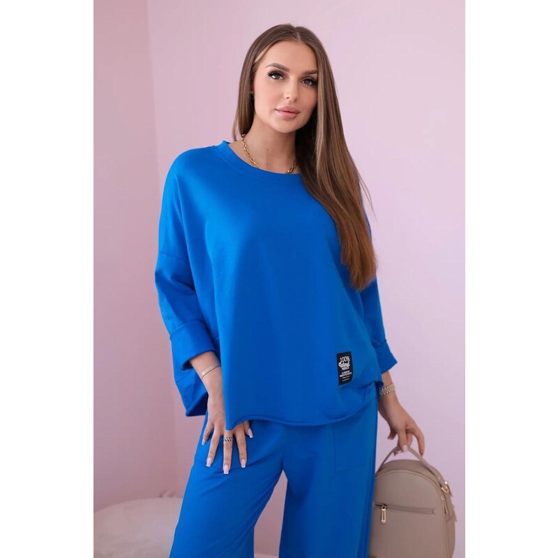 MladaModa 2-dielna bavlnená súprava mikiny a trojštvrťových teplákov 50772462