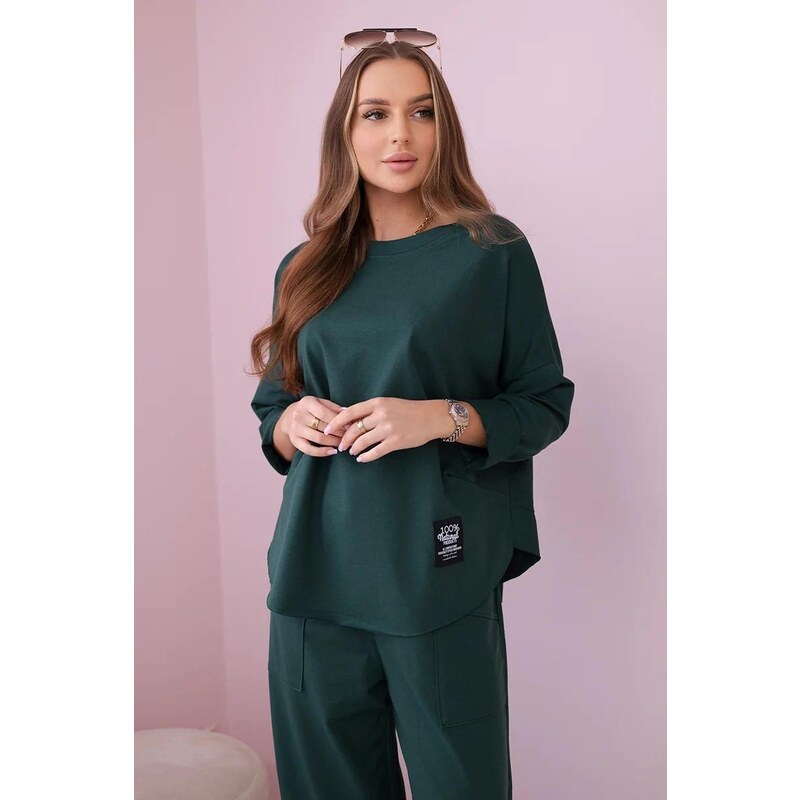 MladaModa 2-dielna bavlnená súprava mikiny a trojštvrťových teplákov 50772458