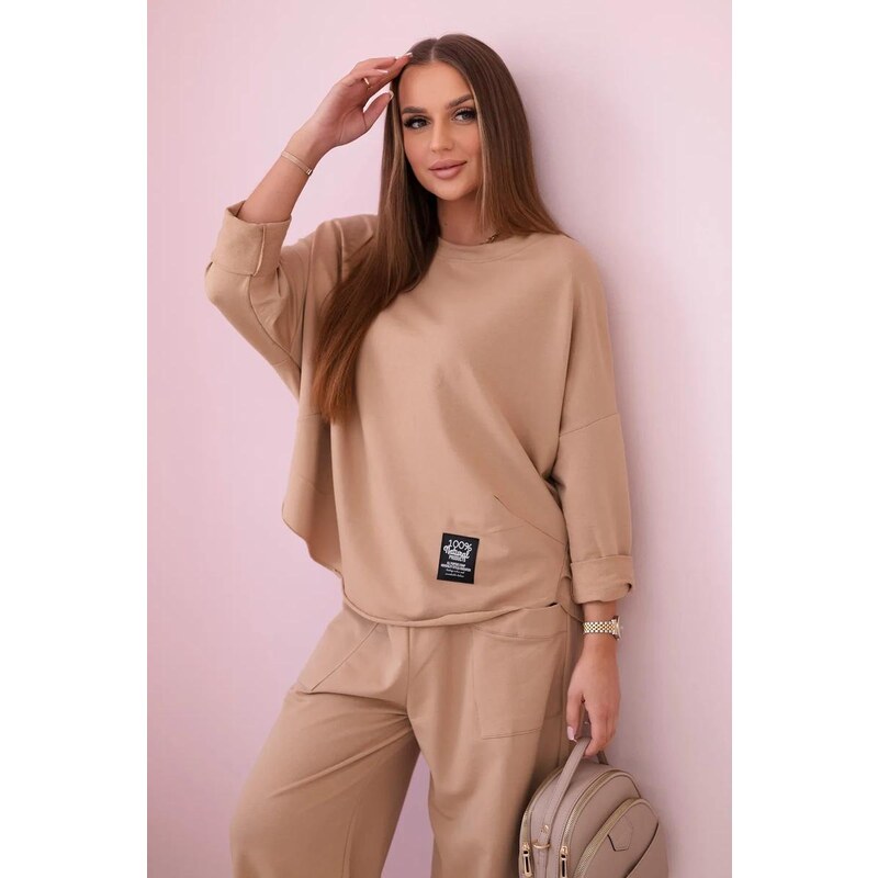 MladaModa 2-dielna bavlnená súprava mikiny a trojštvrťových teplákov 50772465