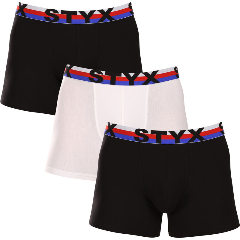 3PACK pánske boxerky Styx long športová guma viacfarebné trikolóra 50775034