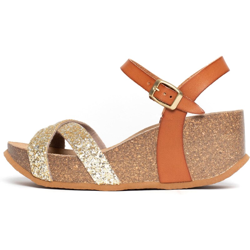 Bayton Sandále Venus koňaková / zlatá / strieborná 54300069