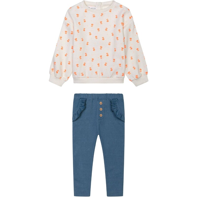 MINOTI Set krémová / modrá denim / mandarínková 54337225