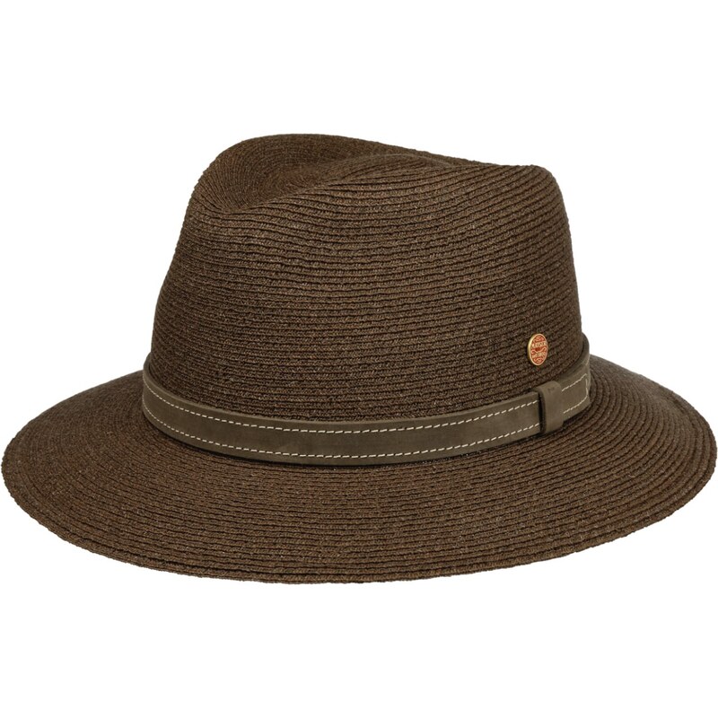 Luxusný nekrčivý hnedý klobúk Fedora - ručne šitý, UV faktor 80 - Mayser Mathis