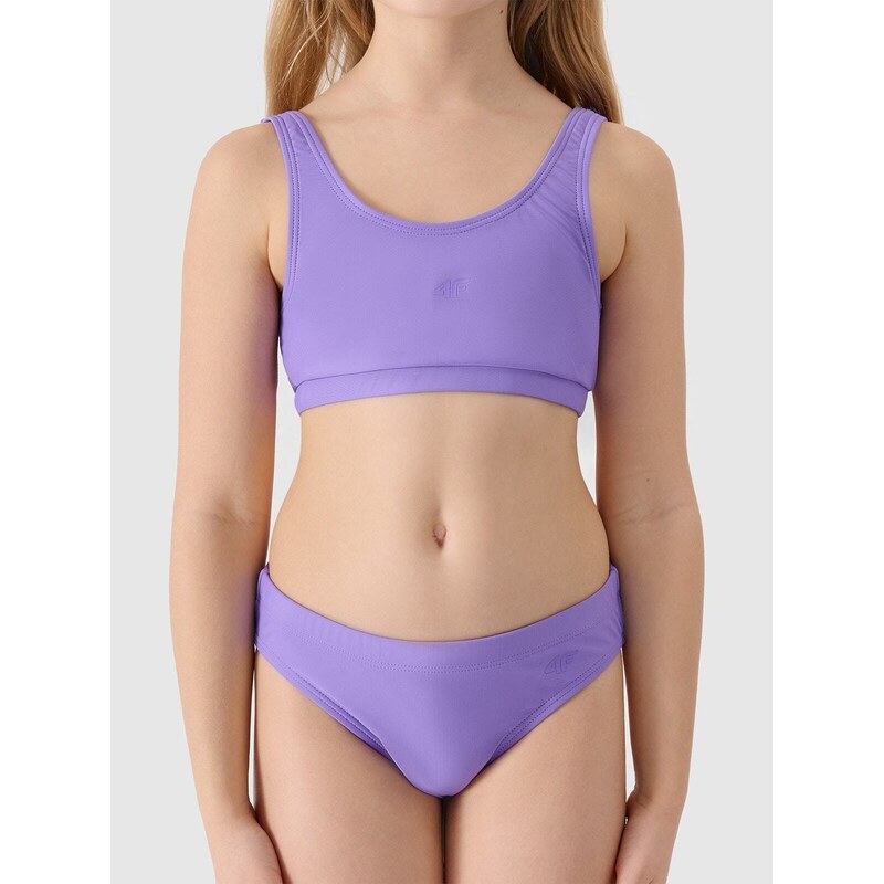 4F Dievčenské dvojdielne plavky - fialové