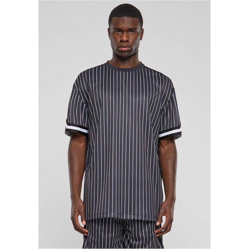 Urban Classics Mens Oversized Striped Mesh Tee T-Shirt - Black/White 50807180