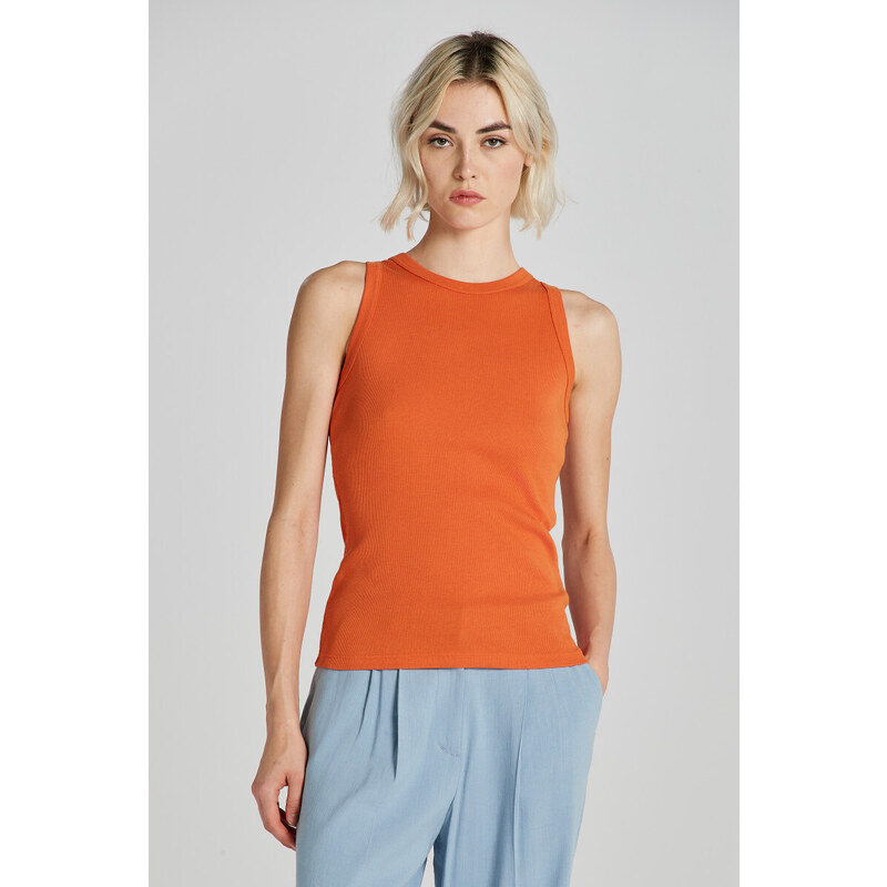 TOP GANT HIGH NECK RIB TANK TOP PUMPKIN ORANGE 50828308
