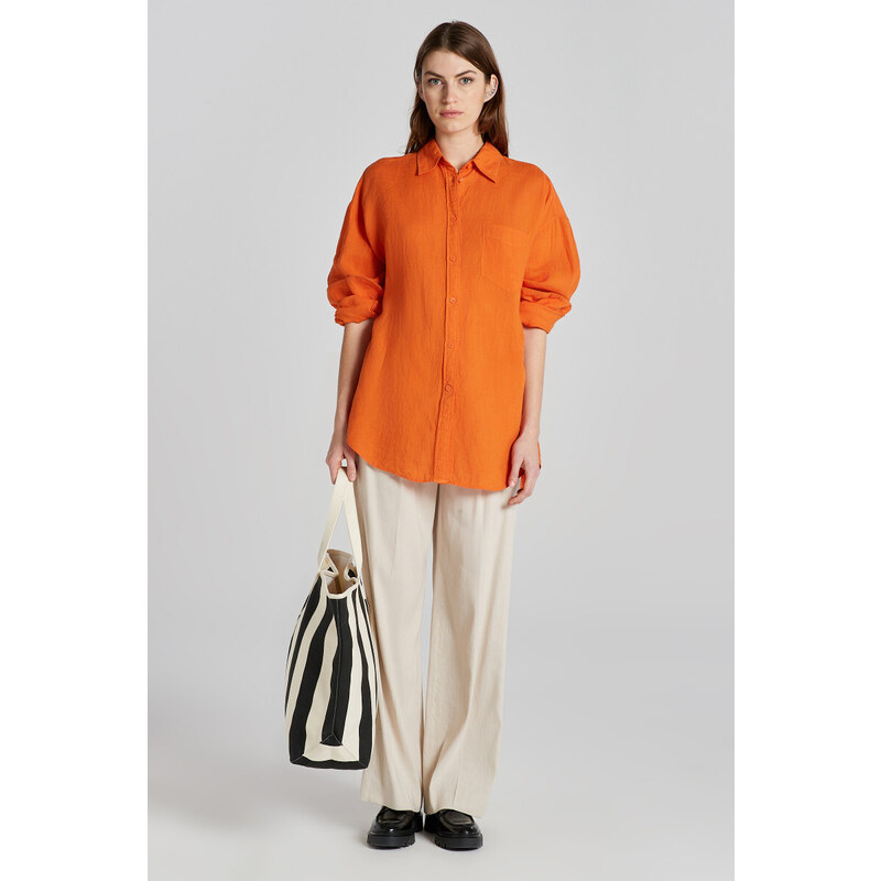 KOŠEĽA GANT OS LINEN SHIRT PUMPKIN ORANGE 50828313