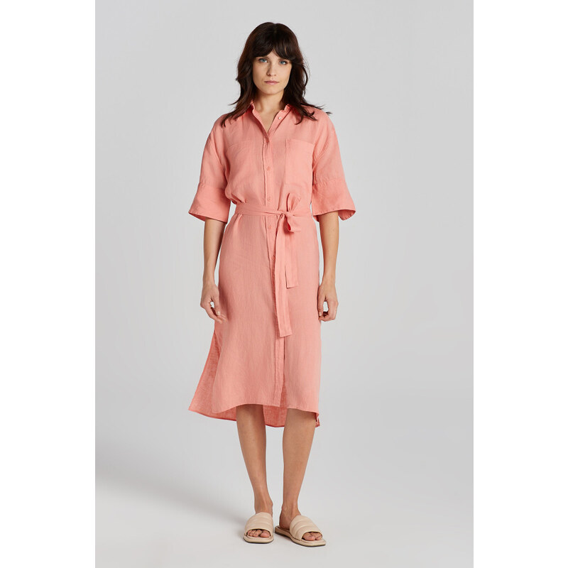 ŠATY GANT REL LINEN SS SHIRT DRESS PEACHY PINK 50828338