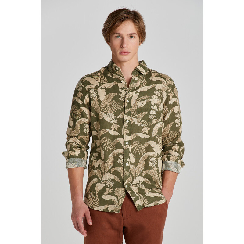 KOŠEĽA GANT REG LINEN PRINT SHIRT JUNIPER GREEN 50828373