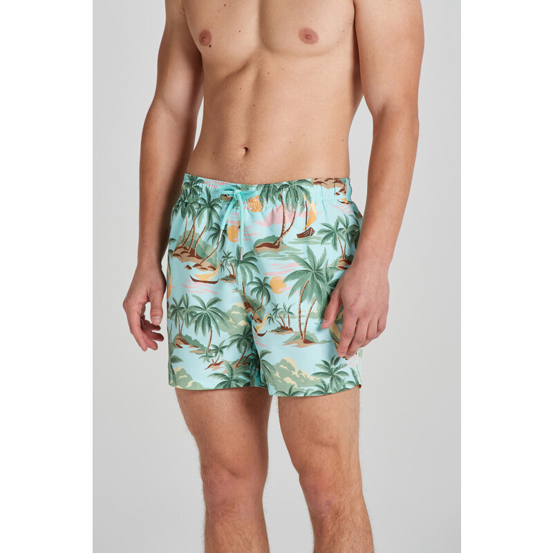 PLAVKY GANT HAWAII PRINT SWIM SHORTS TURQUOISE MIST 50828393