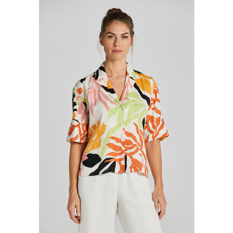 KOŠEĽA GANT REL PALM PRINT SS LINEN SHIRT MEDAL YELLOW 50828397