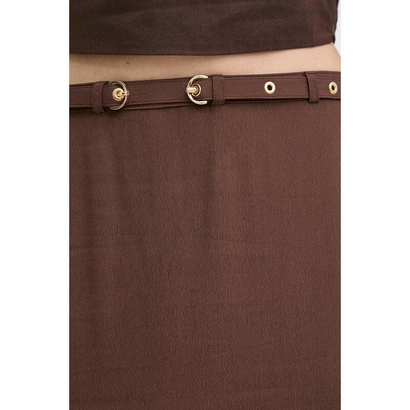 Sukňa Pinko hnedá farba, midi, áčkový strih, 103125 A1O6