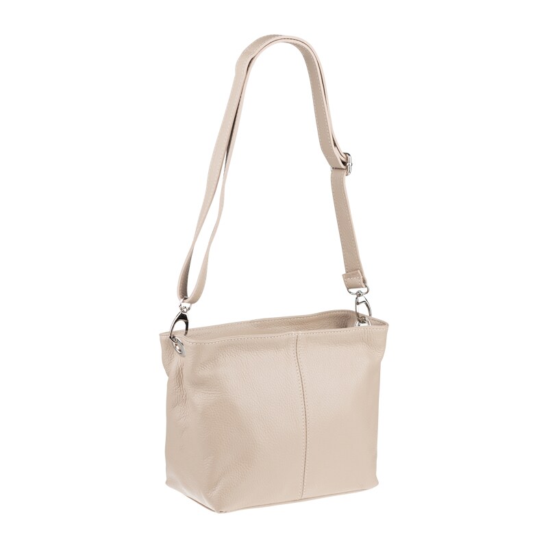 Hnedá kožená talianska crossbody kabelka Batilda Cappuccino 50838933