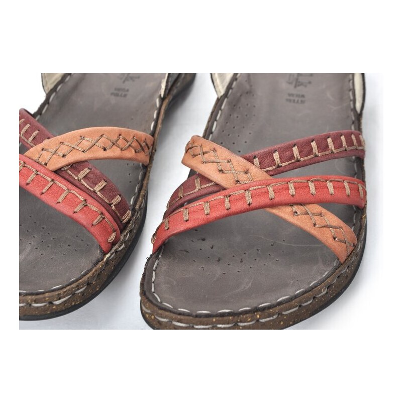 Páskové kožené sandály Obuv Zóna 3861 40941 multicolor