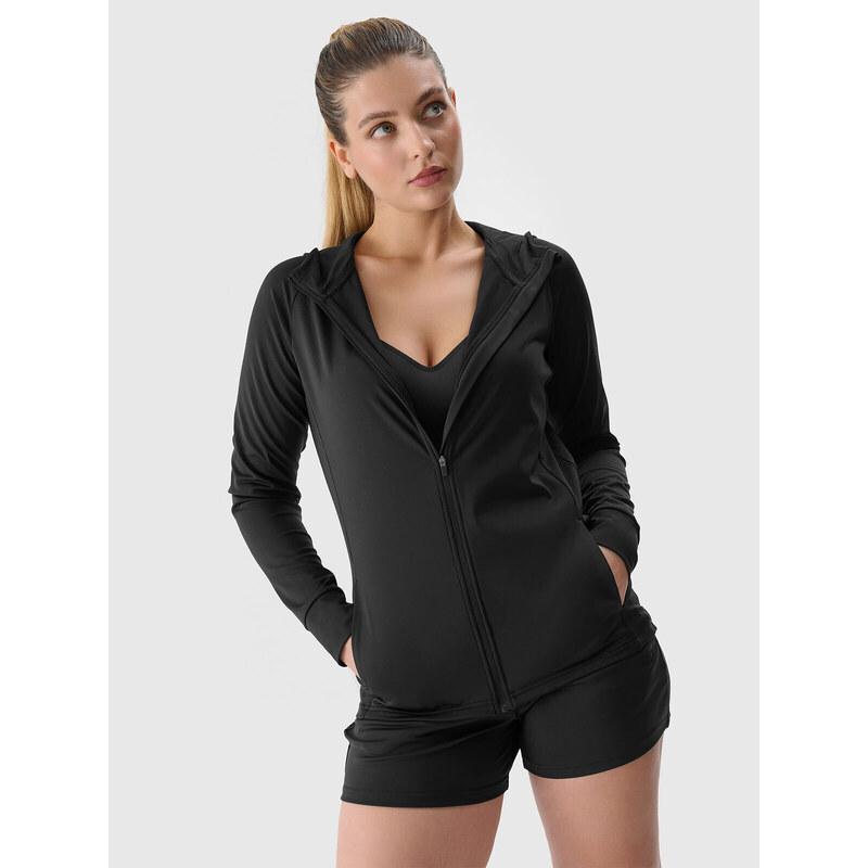Womens Sports Quick-Drying Zip-Up Hooded Sweatshirt 4F - Black 50844839