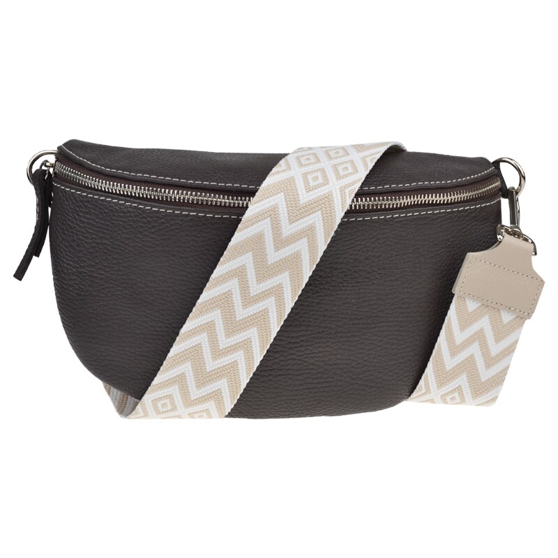 Cafe kožená talianska crossbody kabelka Reni Grande Cafe s prídavným 50860646