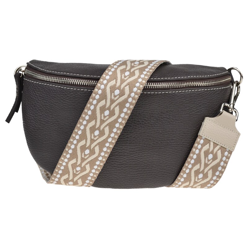 Cafe kožená talianska crossbody kabelka Reni Grande Cafe s prídavným 67291125