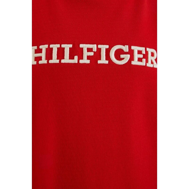 Detské tričko Tommy Hilfiger červená farba, s potlačou