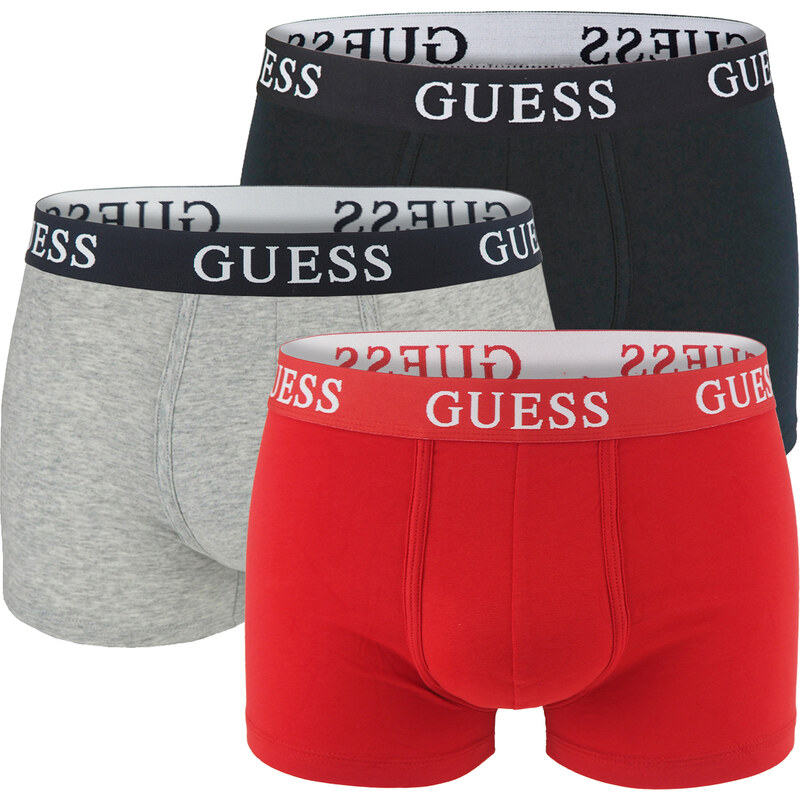 GUESS - boxerky 3PACK Guess red, black, white z organickej bavlny - limitovaná edícia