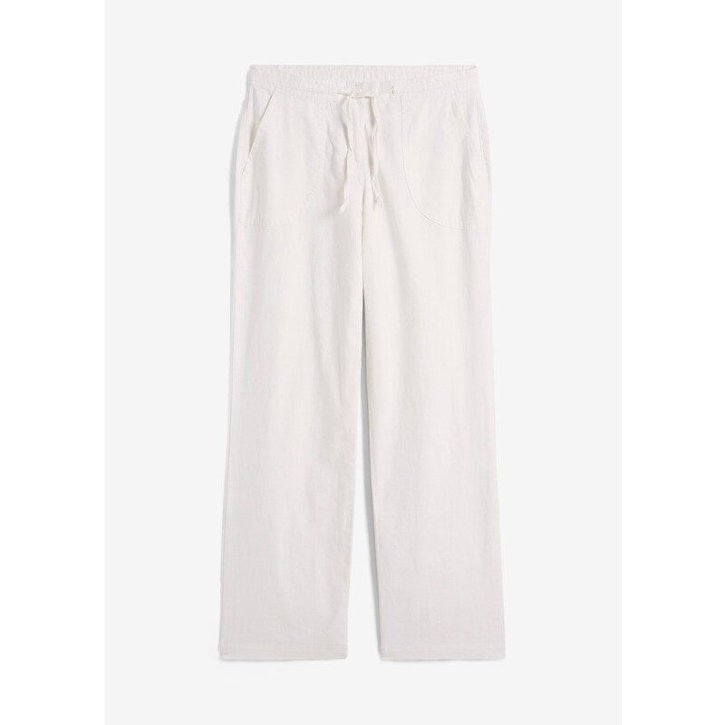 bonprix Široké nohavice s plátnom, farba biela 49697220