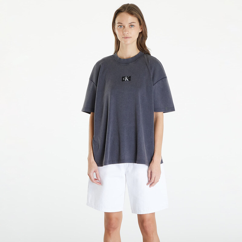 Dámské tričko Calvin Klein Jeans Washed Rib Label Boy T-Shirt Gray