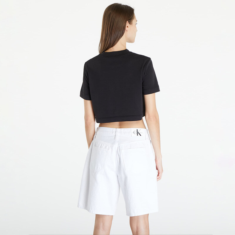 Dámské tričko Calvin Klein Jeans Premium Monologo Cropped T-Shirt Black