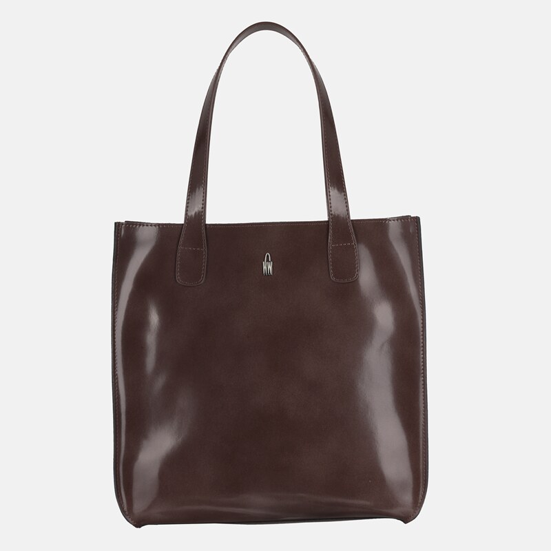 Veľká dámska kožená kabelka, nákupná taška, Wojewodzic čokoládová 31731/PN39