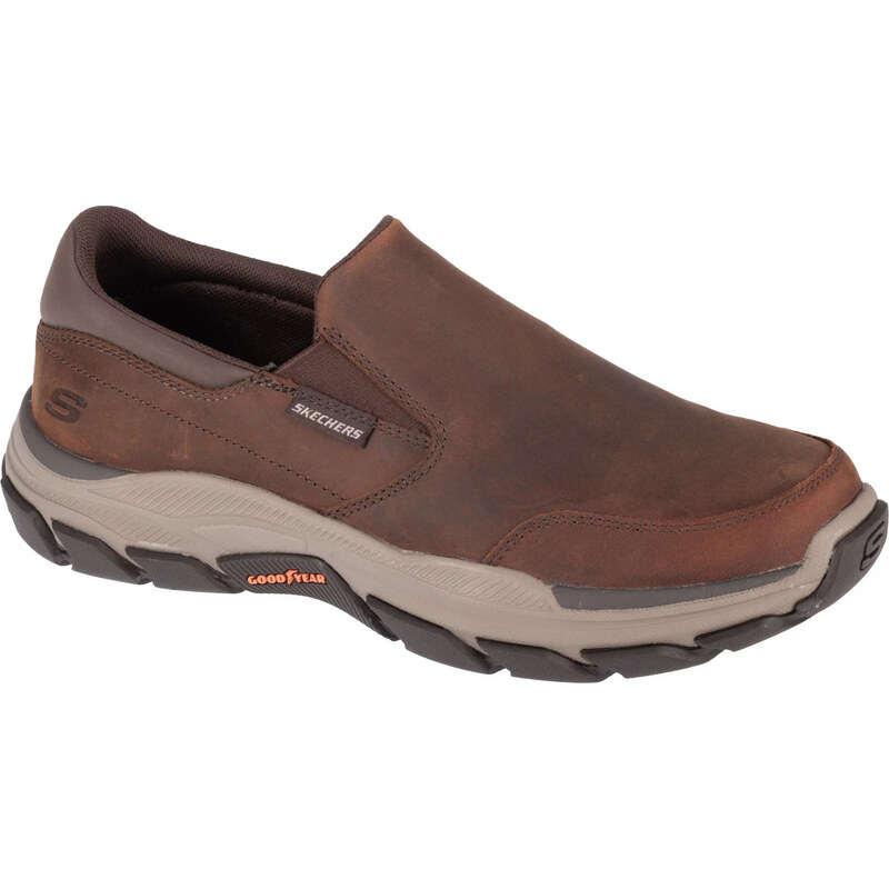 Hnedé kožené slip-on topánky Skechers Respected - Calum 204480-CDB 60739979