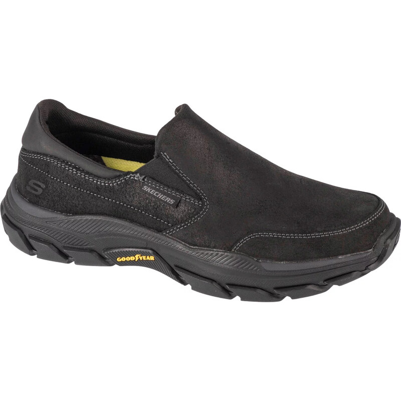 Čierne kožené slip-on tenisky Skechers Respected - Calum 204480-BBK 66311359