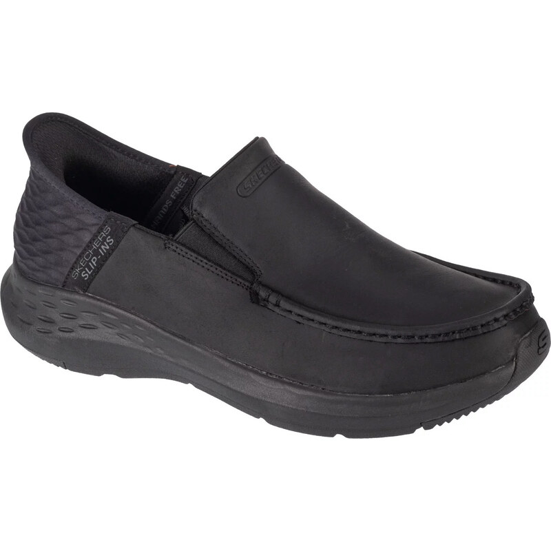 Čierne kožené slip-on tenisky Skechers Parson - Oswin 204866-BBK 60645429