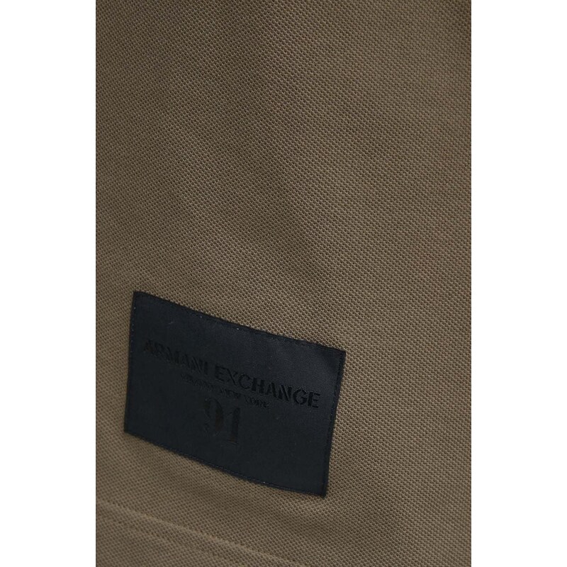 Bavlnené polo tričko Armani Exchange zelená farba, s nášivkou
