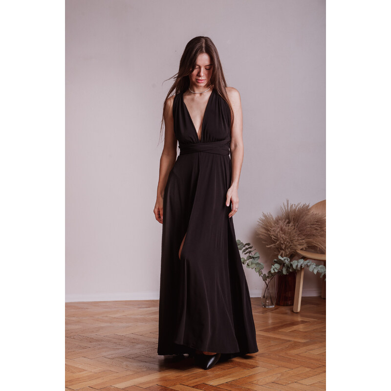 miadresses.sk Čierne dlhé šaty na viazanie 49085529