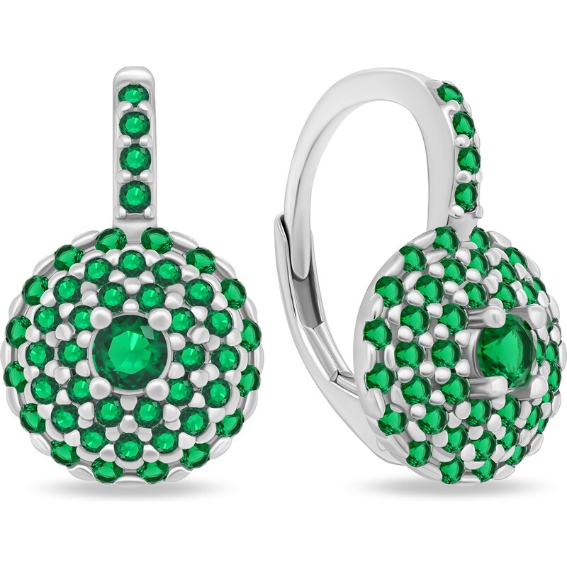 Brilio Silver Trblietavé strieborné náušnice so zelenými zirkónmi 66581275