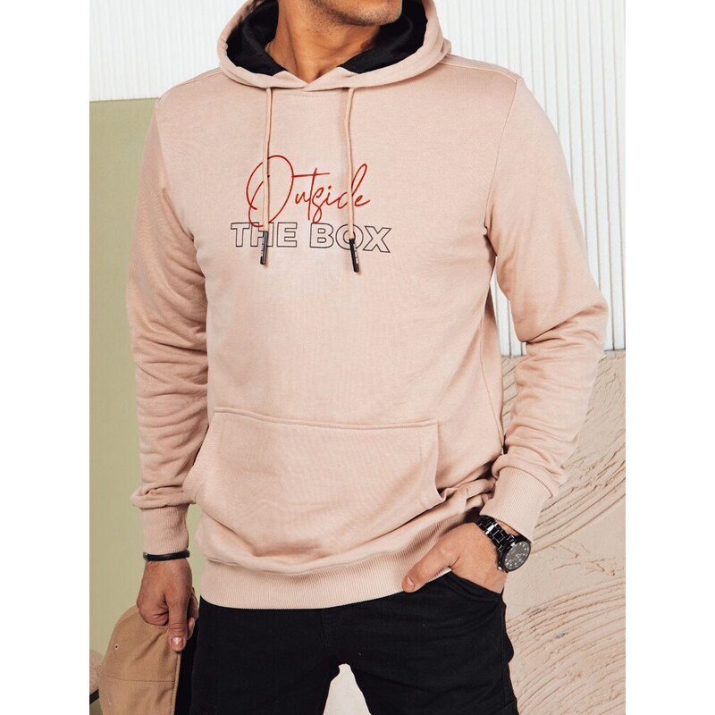 Dstreet Trendy béžová mikina s kapucňou a s nápisom 50897484