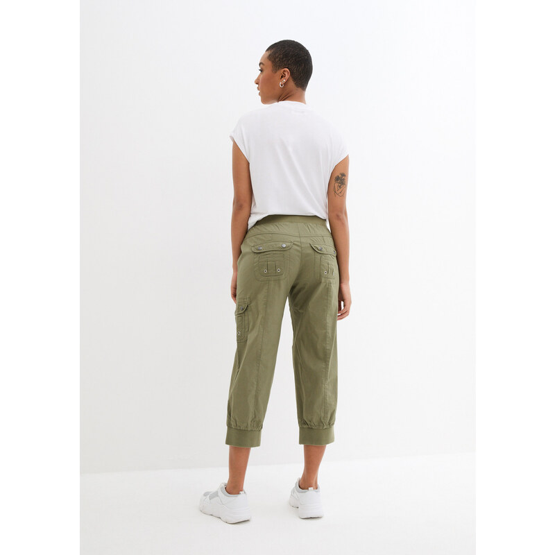 bonprix 3/4 kapsáčové nohavice s pohodlným pásom, farba zelená