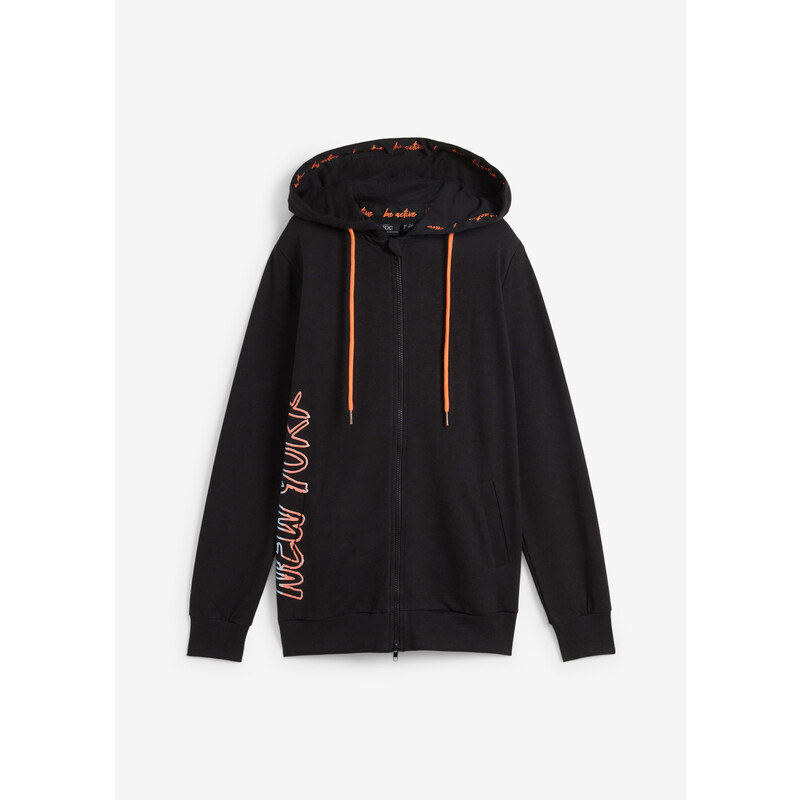 bonprix Mikinová bunda s kapucňou, farba čierna 65803860