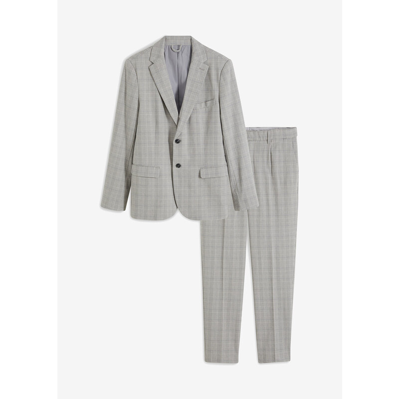 bonprix 2-dielny oblek: sako a nohavice, krepový materiál, farba šedá
