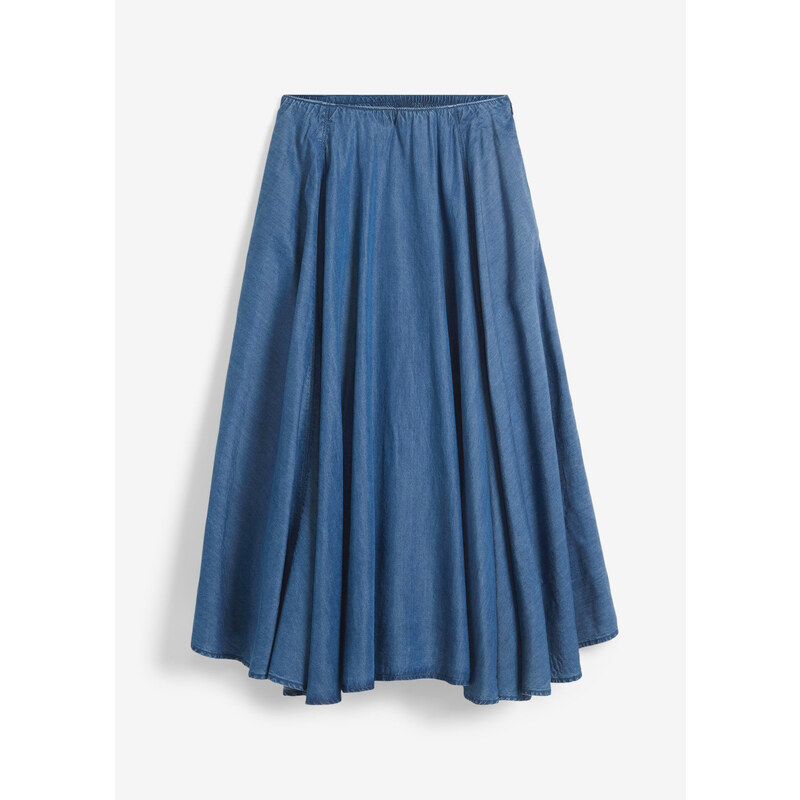 bonprix Džínsová sukňa, vysoký pohodlný pás, farba modrá 50902023