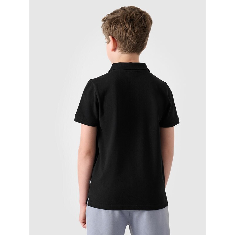 4F Chlapčenské regular polo tričko bez potlače - čierne