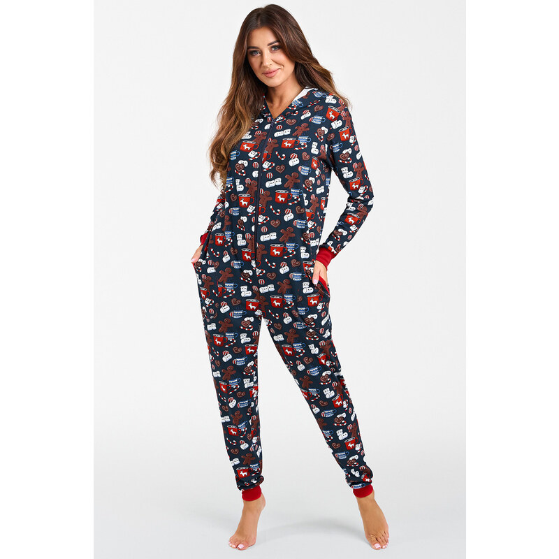 Italian Fashion Vianočný dámsky overal Makala mega soft tmavomodrý, 50906376